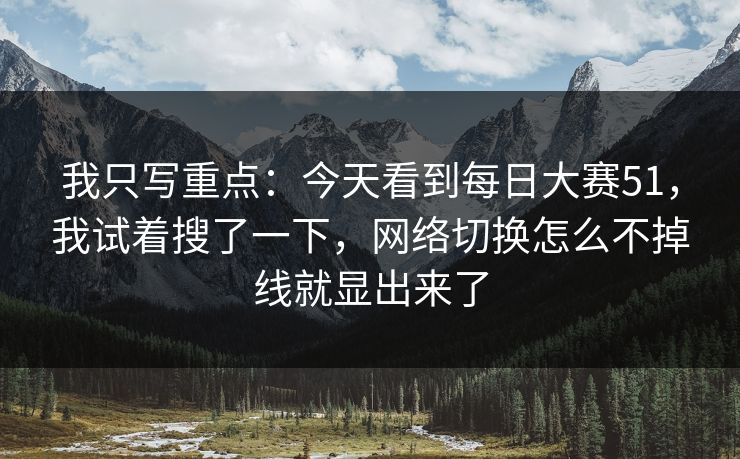 我只写重点：今天看到每日大赛51，我试着搜了一下，网络切换怎么不掉线就显出来了