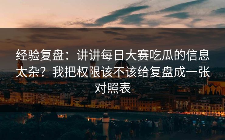 经验复盘：讲讲每日大赛吃瓜的信息太杂？我把权限该不该给复盘成一张对照表